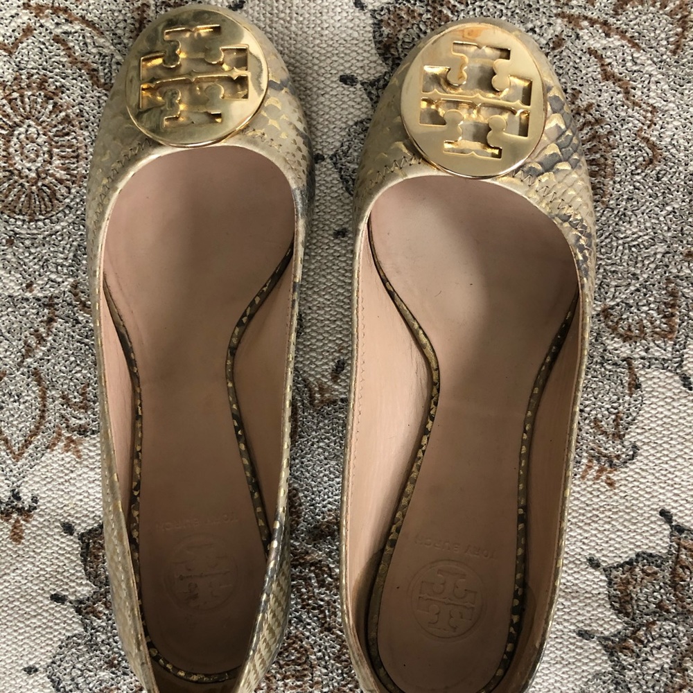 Gold snake print Tory Burch Reva Ballet Flat